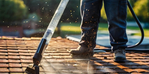 Couvreur travaillant sur un toit