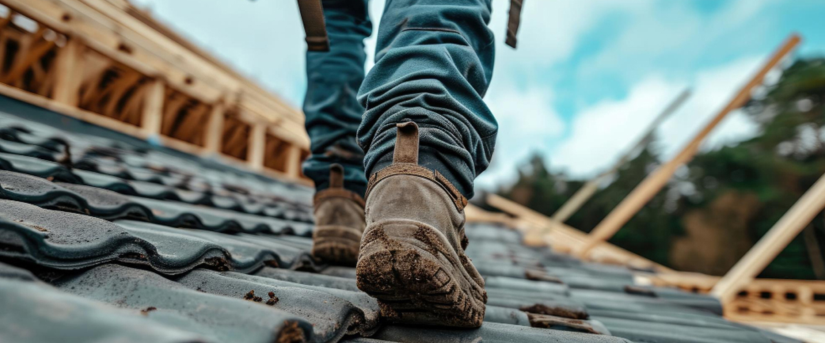 Couvreur inspectant une toiture